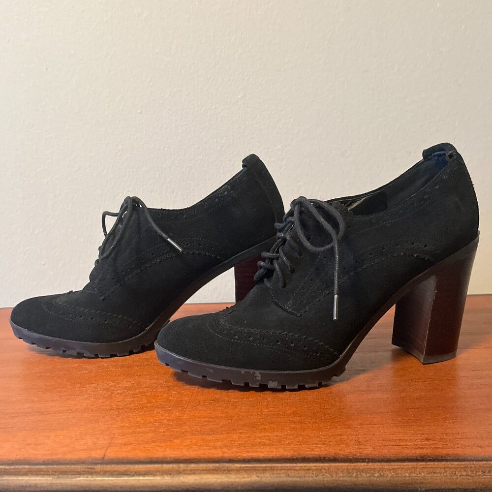 Tommy Hilfiger Black Chunky Heeled Oxfords